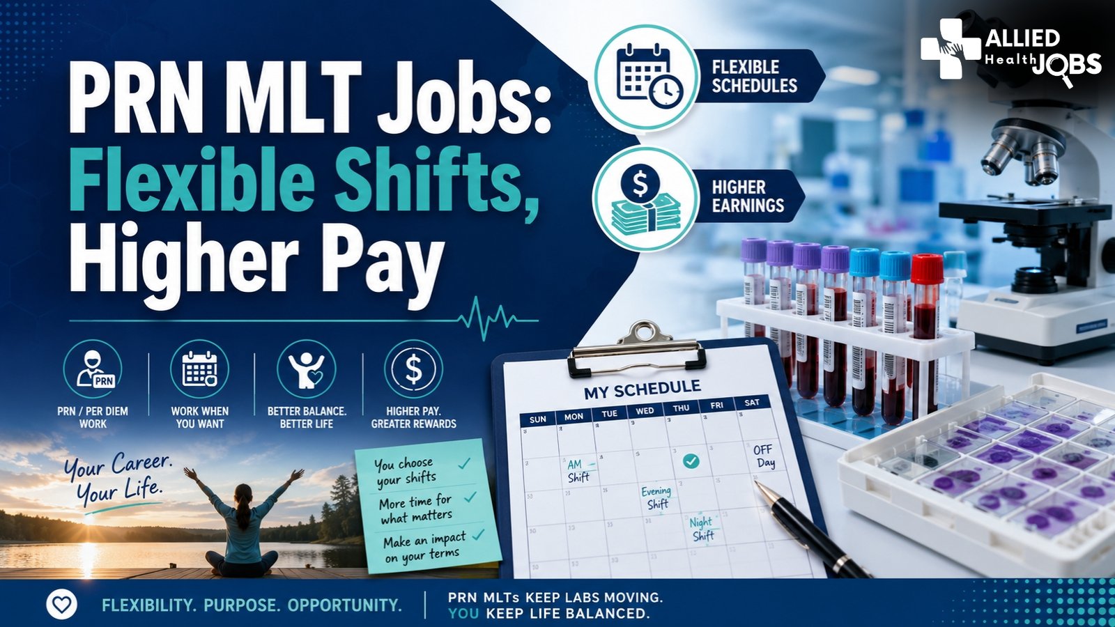 PRN MLT Jobs Flexible Shifts, Higher Pay